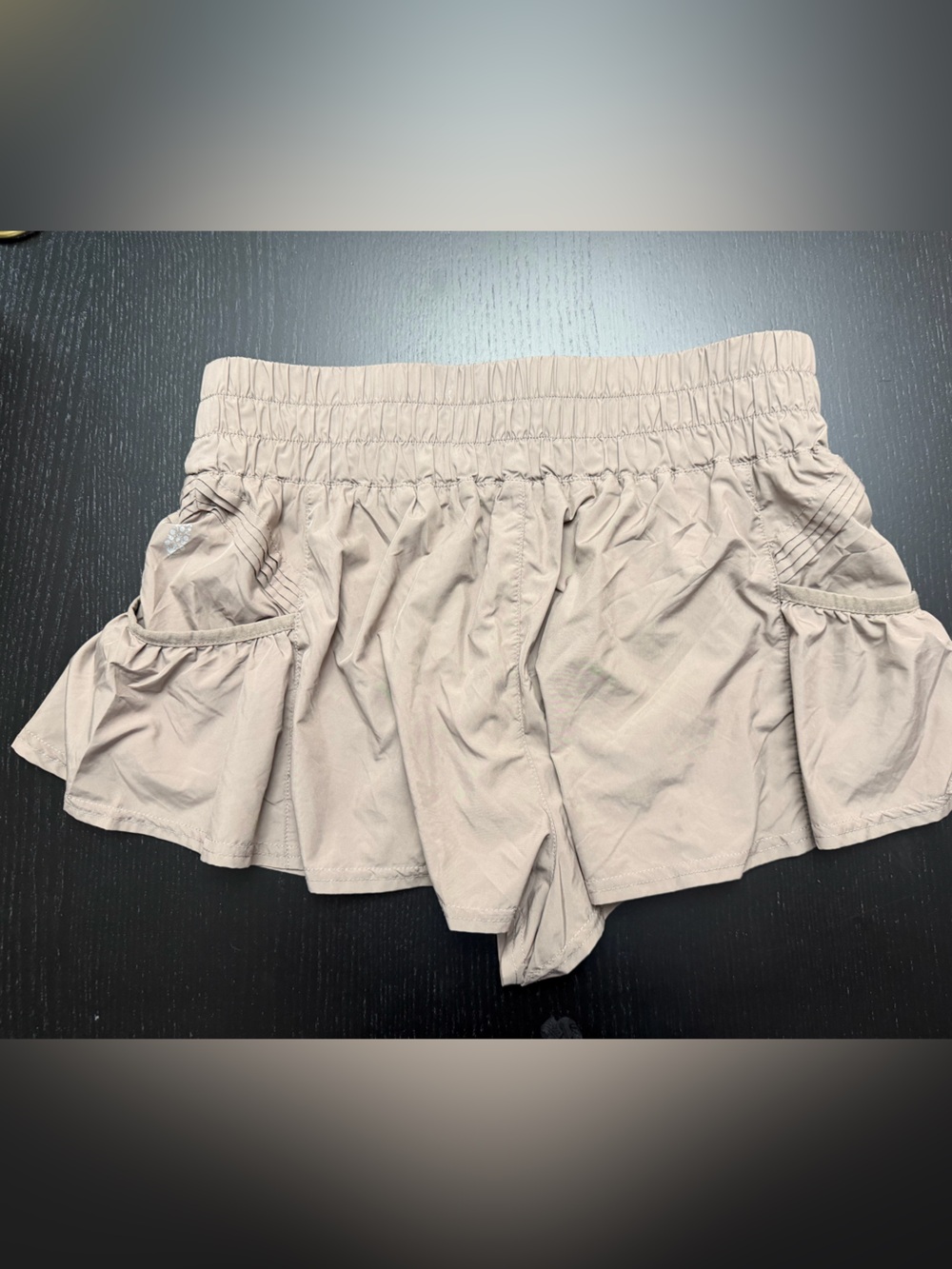 FP Movement Free People Elastic-Waist Khaki/Taupe Athletic Shorts